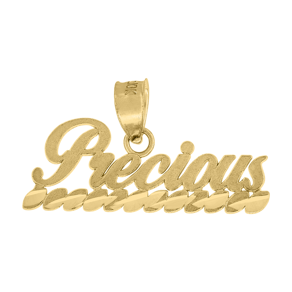 10kt 10k Yellow Gold Diamond-Cut Unisex Precious Letters & Words Charm Pendant